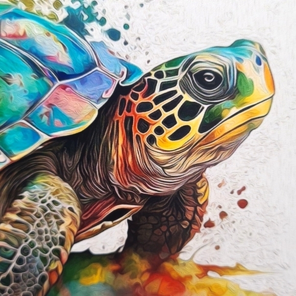 20x30 Painted Turtle Watercolor Oil Painting Wildlife Photography Print - Picture 4 of 5